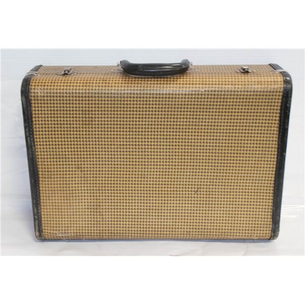 VINTAGE MID CENTURY HARD, LOCKING SUITCASE