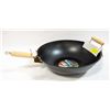 Image 1 : NEW 35CM NON-STICK CARBON STEEL WOK W/ 2 HANDLES
