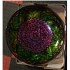 Image 1 : GLASS BOWL, THREE GREEN PLATES, TWO SILVER