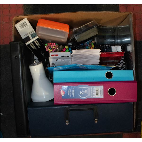 LARGE BOX FULL OF OFFICE SUPPLIES INCL.