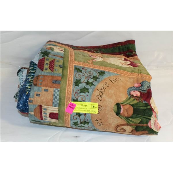 3 PATCHWORK QUILT TABLECLOTHS TOGETHER-ESTATE