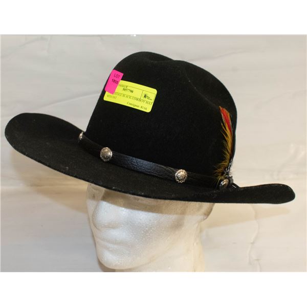 7 1/8 VINTAGE BLACK COWBOY HAT WITH HAT