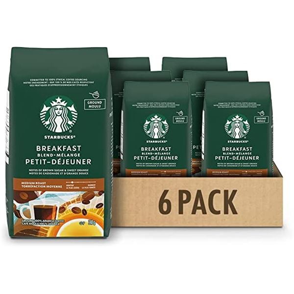 CASE WITH 6 340G BAGS OF STARBUCKS MEDIUM ROAST