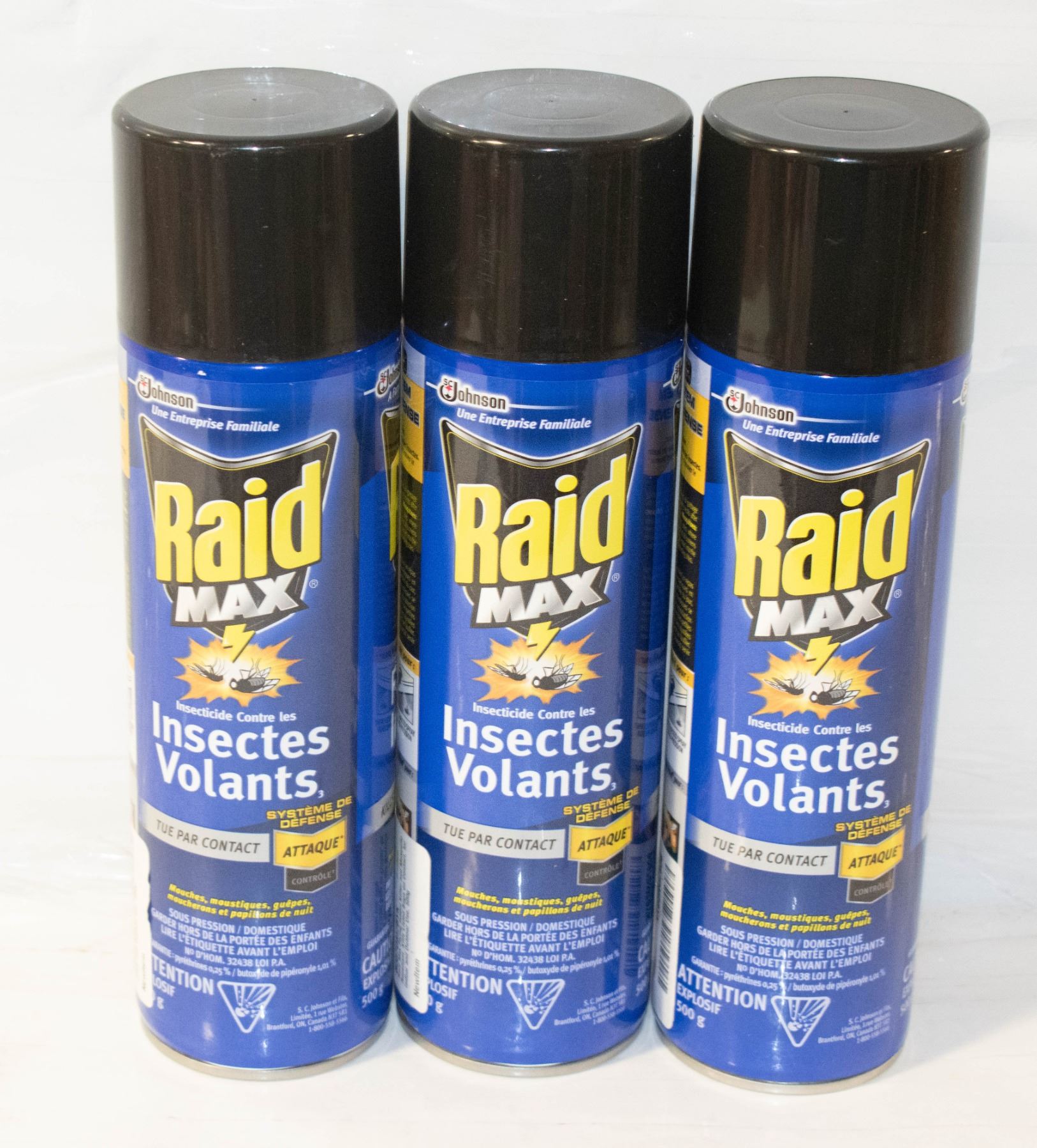 3 NEW 500G BOTTLES OF RAID MAX FLYING INSECT