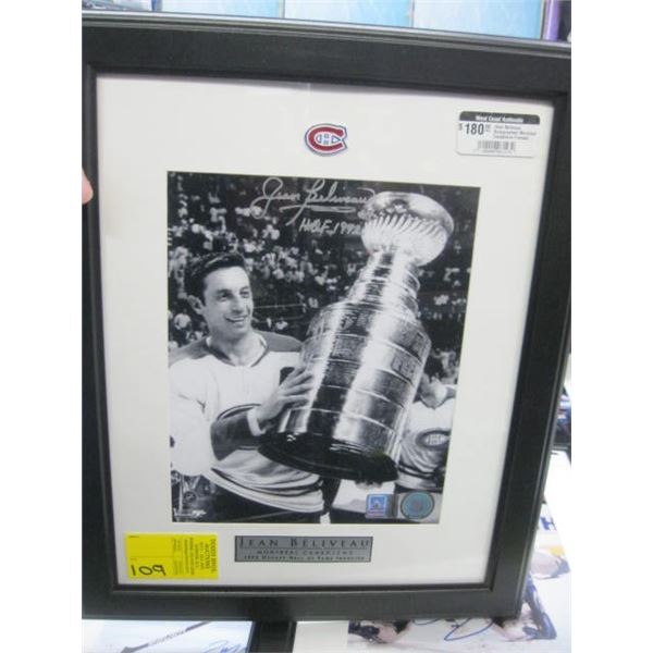 JEAN BELIVEAU SIGNED MONTREAL CANADIENS FRAMED PHOTO