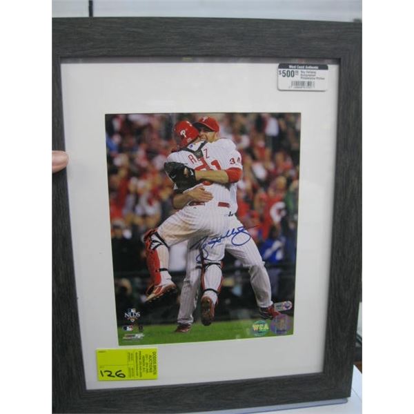 ROY HALLADAY SIGNED PHILADELPHIA PHILLIES FRAMED PHOTO