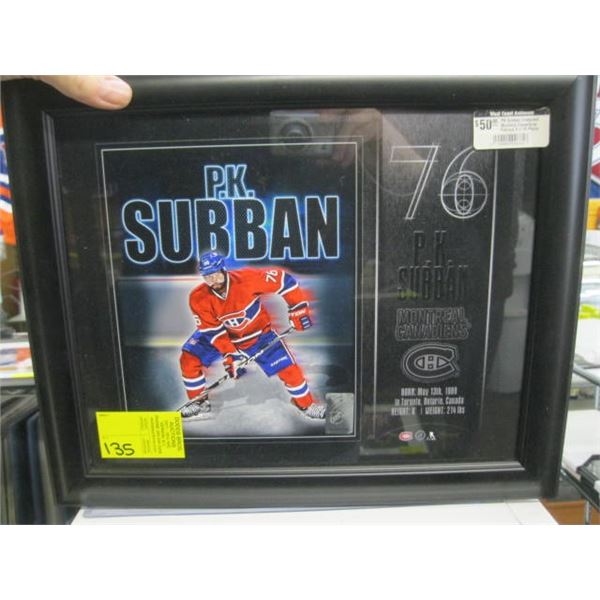 PK SUBBAN UNSIGNED MONTREAL CANADIENS FRAMED 8X10 PHOTO