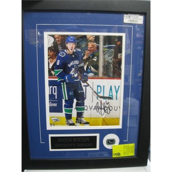 BROCK BOESER SIGNED VANCOUVER CANUCKS FRAMED PHOTO