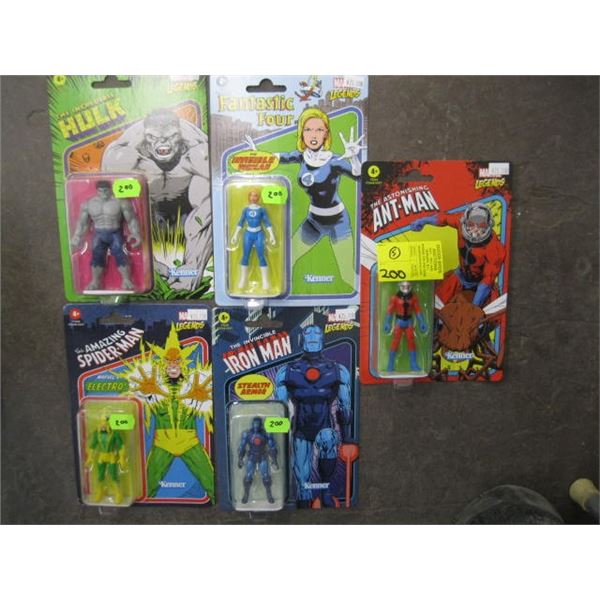 LOT OF 5 MARVEL FIGURINES - ANT-MAN, INVISIBLE WOMAN, THE INCREDIBLE HULK, ELECTRO, STEALTH ARMOR