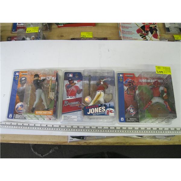 3 - MLB BASEBALL FIGURINES - MIKE PIAZZA, IVAN RODRIGUEZ, ANDREW JONES