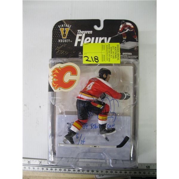 THEOREN FLEURY NHL SIGNED ON OUTSIDE OF PACKAGE FIGURINE (CALGARY FLAMES)