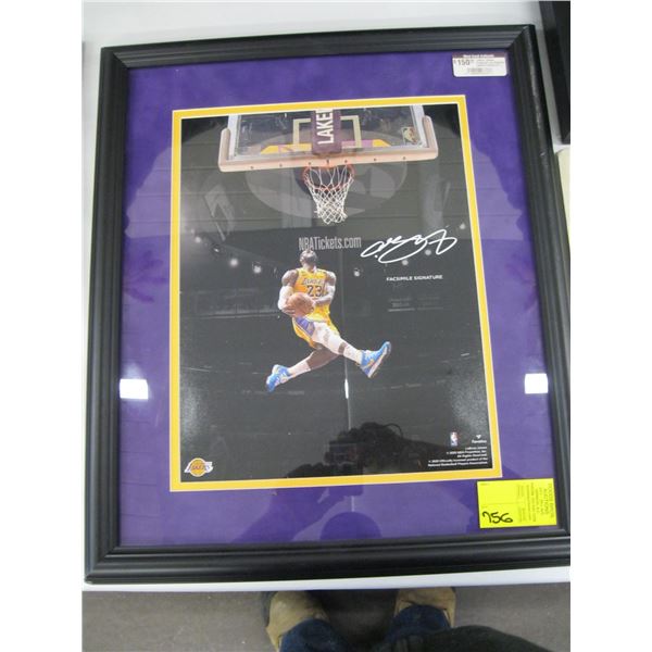 LEBRON JAMES FACSIMILE LOS ANGELES LAKERS FRAMED 8X10 PHOTO