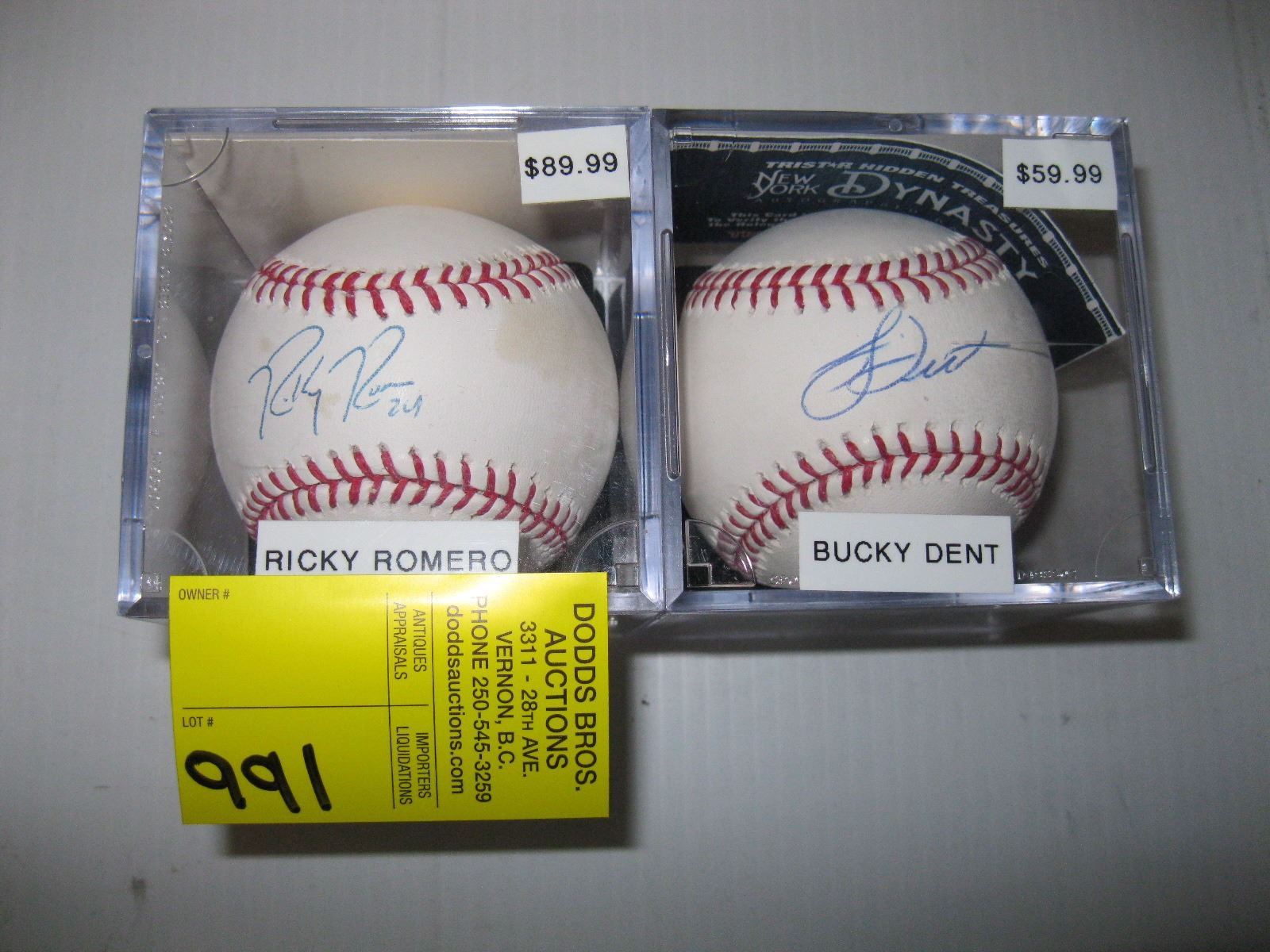 RICKY ROMERO BUCKY DENT SIGNED BASEBALLS RICKY ROMERO BUCKY DENT SIGNED BASEBALLS