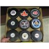 Image 2 : BOX OF 9 UNSIGNED TEAM HOCKEY PUCKS