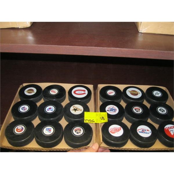 18 - VARIOUS TEAM HOCKEY PUCKS