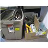 Image 1 : BOX & BIN OF MISC. PRICE GUNS, LABELLER, FILES, ETC.