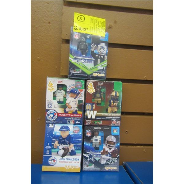 5  OYO SPORTS MINI BASEBALL/FOOTBALL FIGURINES