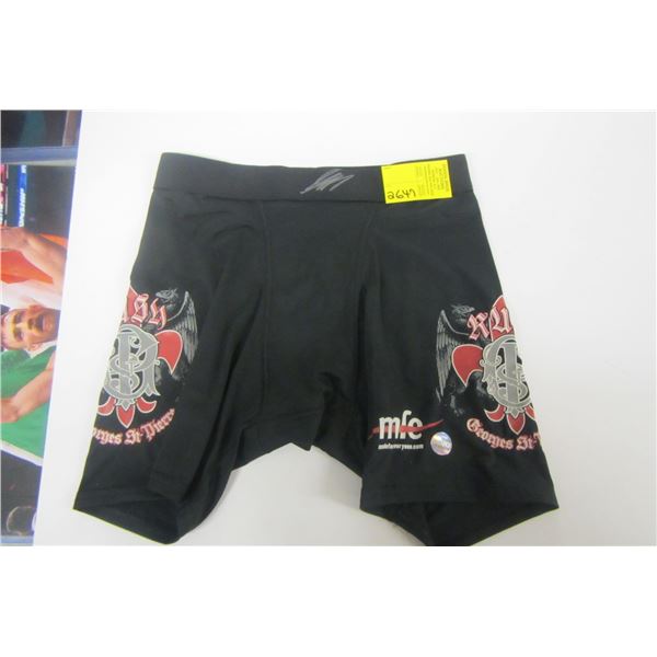 PAIR OF GEORGE ST. PIERRE SIGNED SPANDEX FIGHT SHORTS