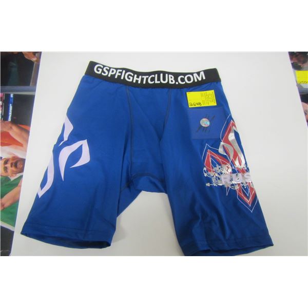 BLUE PAIR OF SIGNED GSP FIGHT CLUB SPANDEX SHORTS