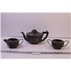 Image 1 : Vintage Silver Plated Thomson Teapot w/ Matching Cream & Sugar Set