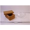 Image 1 : Empty Inlayed Wood Box + Glass Centrepiece Bowl