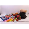 Image 1 : Plastic Top Hat, (6) Silicone Freezer Pop Tubes, (4) Kids' Books, and Plastic Fruit