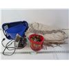 Image 1 : Curtain Panels - Pipe Fittings - Iron (working) - Plastic Baskets Tote (no lid)