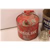 Image 2 : VIntage Gasoline Can + Vintage Prestone Anti-Freeze Can + (2) Glass Insulators