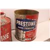 Image 3 : VIntage Gasoline Can + Vintage Prestone Anti-Freeze Can + (2) Glass Insulators