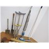Image 4 : Vintage Yard Tools - Ironing Board - Crutches - Broom - Floor Sweeper