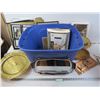 Image 1 : Tote (no lid) - Pictures - Certificates - Metal & Ceramic Trays - Wieght Scale - Mirror - Misc Art