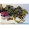 Image 1 : Booster Cables - Towels - Welding Gloves - Fire Fly Hoodie - (5) Weight Bags? - Measuring Tape Holdt