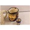 Image 2 : (2) Toby Mugs + Glass Candle Holder, Teapot, and Beer Mug