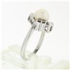 Image 7 : Vintage 14k White Gold 6.7mm Pearl Solitaire 0.12 ctw Old Cut Diamond Accents Ri