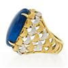Image 5 : Vintage 18K TT Gold Cabochon Lapis Lazuli Textured Crescent Large Cocktail Ring