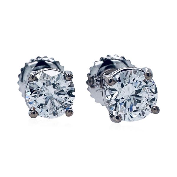 1.04 ctw Diamond Stud Earrings - 14KT White Gold