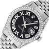 Image 1 : Rolex Mens Stainless Steel Black Roman Diamond Datejust Wristwatch 36MM