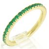 Image 1 : NEW 18k Yellow Gold Stackable .67 ctw Rich Green Round Emerald Eternity Band Rin