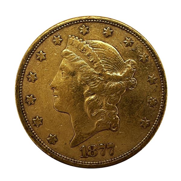 1877-S $20 Liberty Head Double Eagle Gold Coin VF