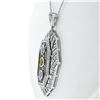 Image 4 : 18k White Gold 2.15 ctw Aquamarine, Citrine, & Diamond Open Milgrain Pendant Nec