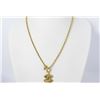 Chanel Gold-tone Metal CC Quilted Logo Pendant Necklace
