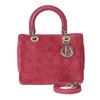Christian Dior Pink Quilted Cannage Suede Leather Medium Lady Dior Handbag