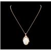 27.11 ctw Opal and Diamond Pendant With Chain - 14KT Rose Gold