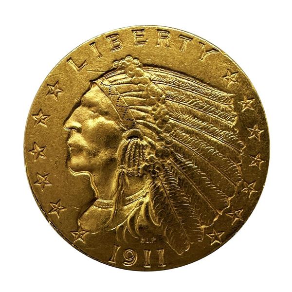 1911 $2.5 Indian Head Quarter Eagle Gold Coin CU