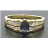 Image 2 : 18k Yellow Gold .94 ctw Solitaire Oval Sapphire w/ Baguette & Round Diamond Ring