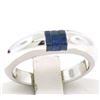 Image 2 : NEW 18k White Gold 0.65 ctw Invisible Set Royal Blue Princess Sapphire Band Ring