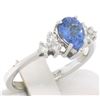 Image 5 : 14K White Gold .93 ctw Pear Cut Solitaire Tanzanite & Round Diamonds Accents Rin
