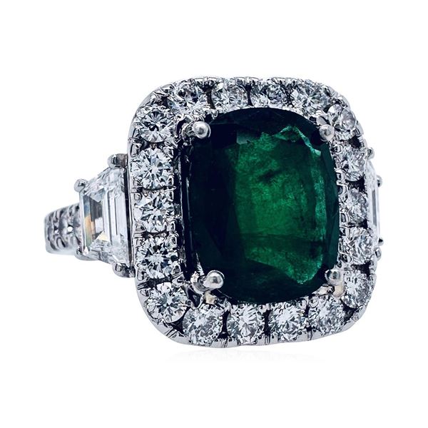 6.46 ctw Emerald, Sapphire, & Diamond Ring - 18KT White Gold
