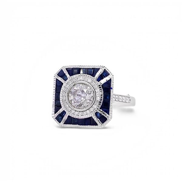 18k Sapphire and Diamond Ring .81 ct