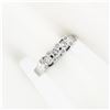 Image 3 : Unique 18k White Gold 0.58 ctw Round Diamond 3 Stone Band Ring w/ Diamond Prongs